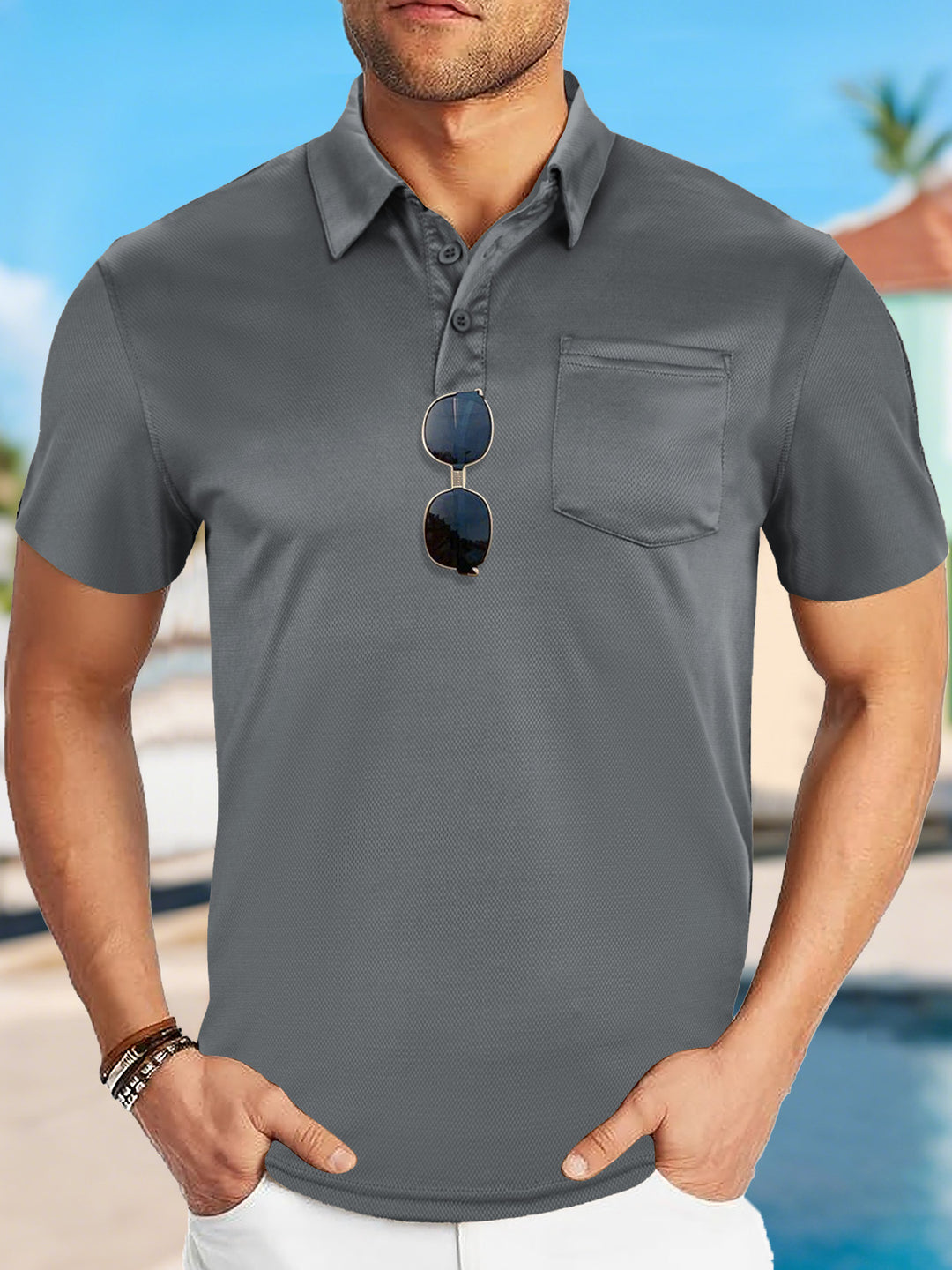 Herren nan funktionales Polohemd mit Brusttasche und atmungsaktiver Meshstruktur Drune