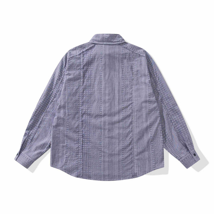 Damen Strukturierte Oversize‑Hemdbluse mit feiner Stickerei und Streifenstruktur Drune