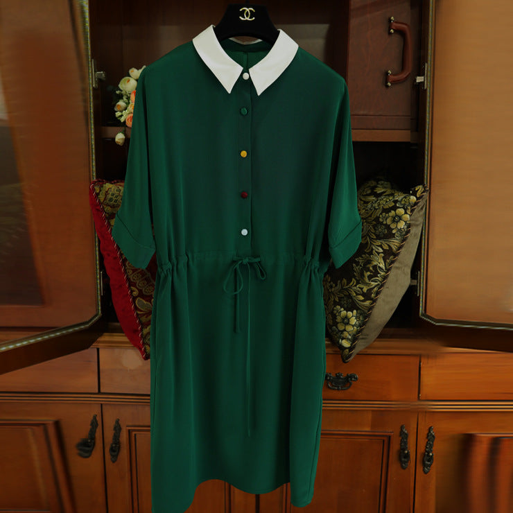 Damen Modisches Hemdkleid mit Taillenzug Drune