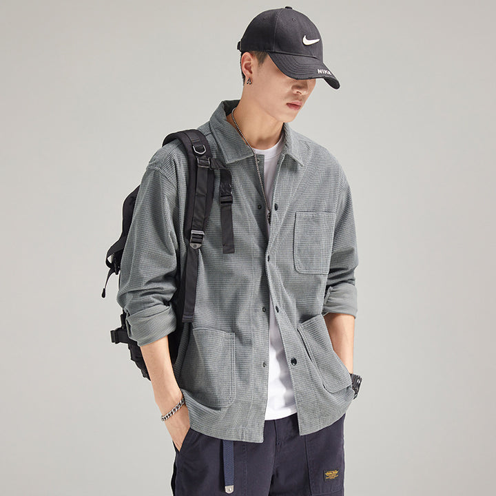 Herren Kord-Workwear-Überhemd mit Brust- und Eingrifftaschen Drune