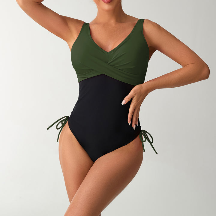 Damen Einteiliger Badeanzug mit integriertem Wickeldesign Drune
