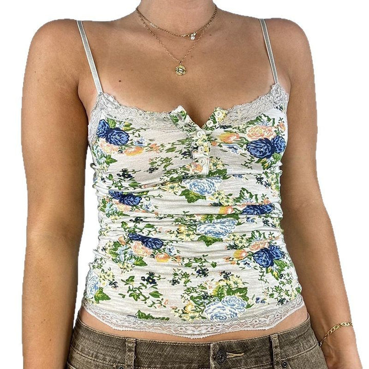 Damen Spitzen-Ärmeloberteil mit floralem Design Drune
