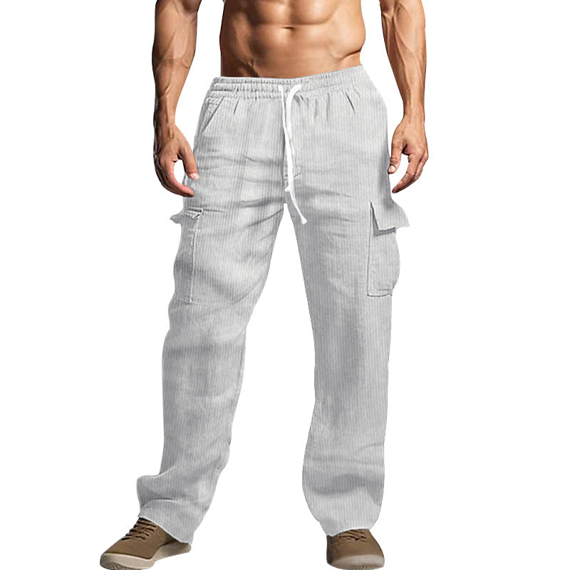 Herren nan gerippte Cargo-Jogginghose mit elastischem Komfortbund, seitlichen Klappentaschen und tapered Bein Drune