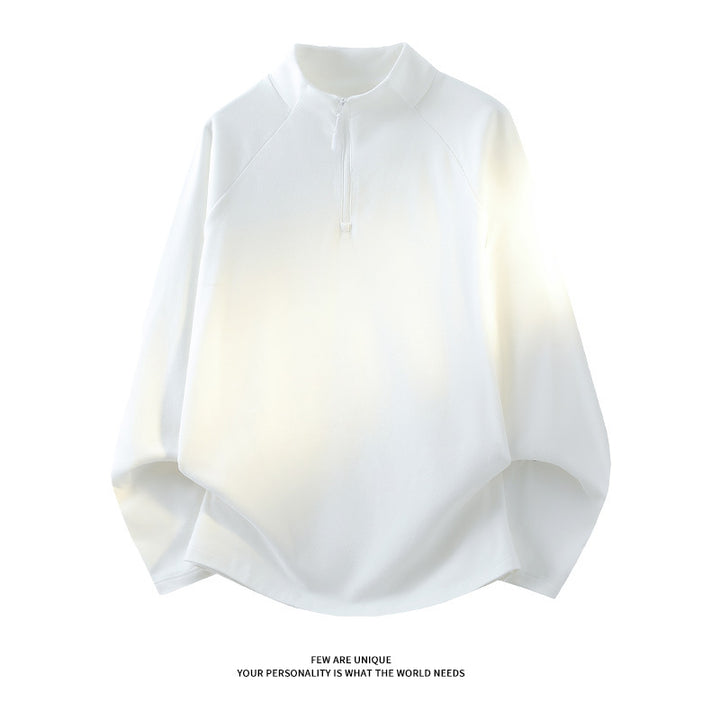 Unisex Oversize-Mockneck-Halbzip-Sweatshirt aus Mikrofleece mit abgerundetem Saum Drune