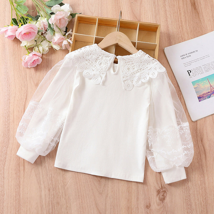 Mädchen elegante Bluse mit transparenten Puffärmeln Drune