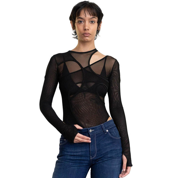 Damen Body mit asymmetrischem Schnitt und langem Arm Drune