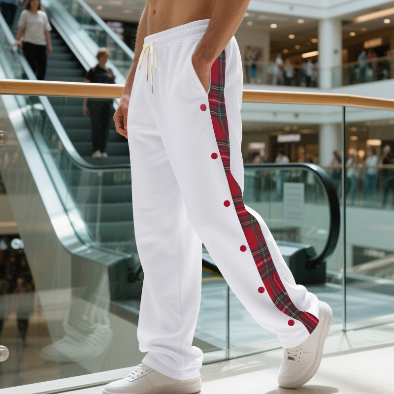 Herren Sportliche Jogginghose mit Karomuster und Druckknopf-Detail Drune