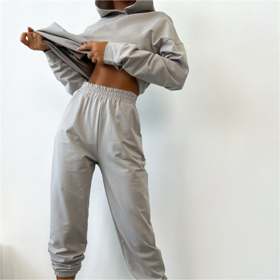 Damen Hoodie- und Jogginghose-Set mit elastischem Bund und lässigem Schnitt