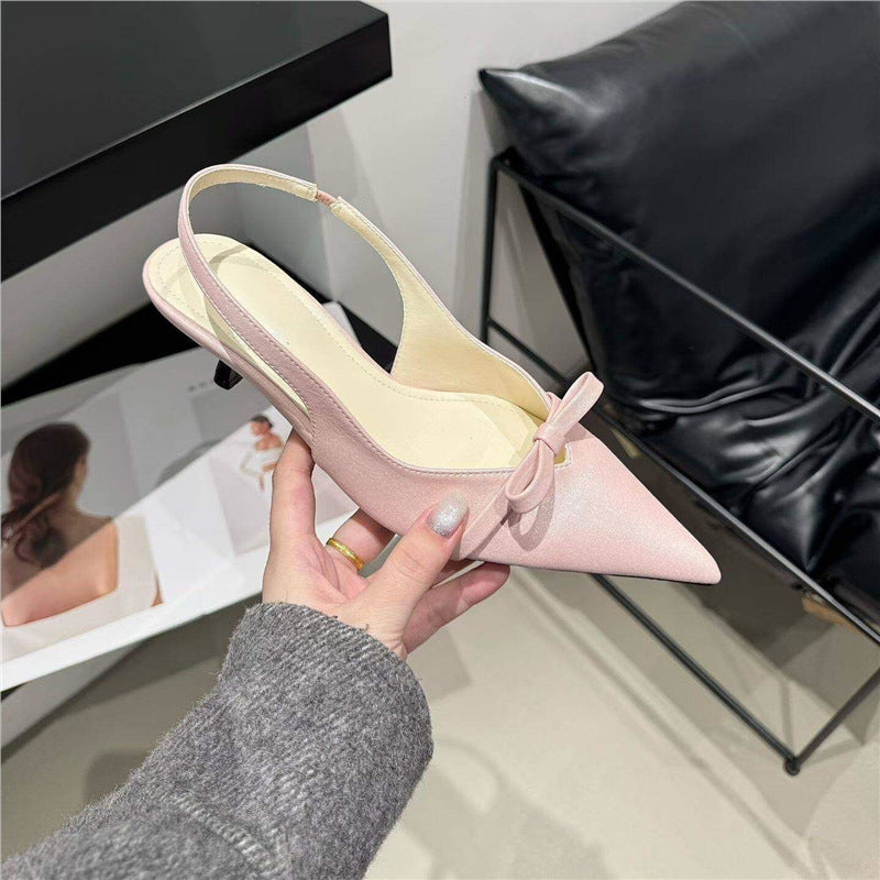 Damen elegante Slingback-Pumps mit feinem Riemchen und Schleifenapplikation Drune