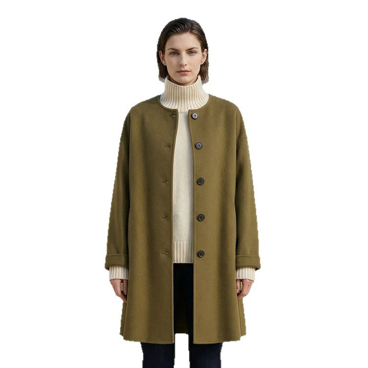 Damen Eleganter Wollmantel mit minimalistischen Details Drune
