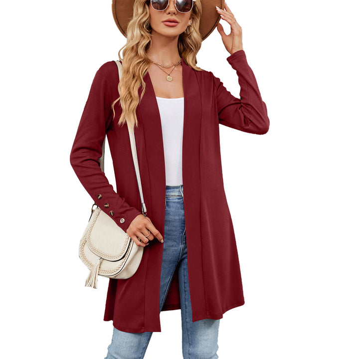 Damen longline Cardigan mit modischen Knopfdetails und offener Front Drune