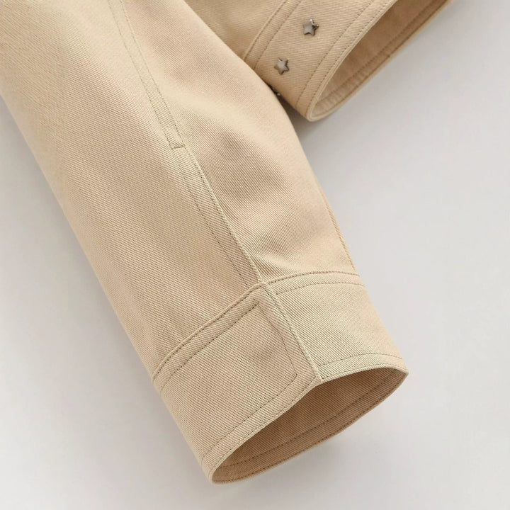 Damen Cropped Blouson in veganer Lederoptik mit Stehkragen und Nietenbesatz Drune