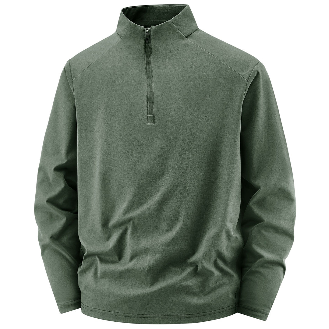 Herren Langarm-Halbreißverschluss-Performance-Pullover mit Stehkragen und technischem Stretch Drune