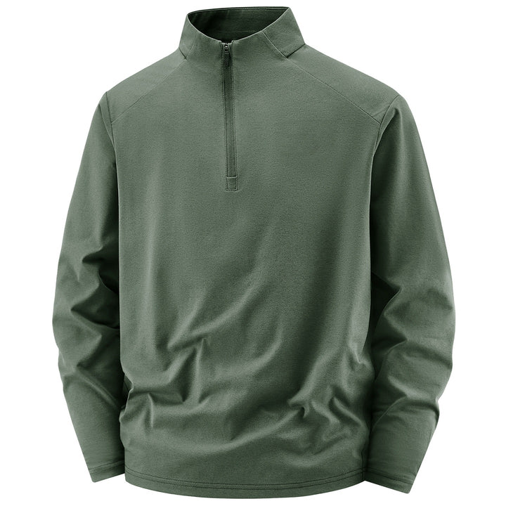 Herren Langarm-Halbreißverschluss-Performance-Pullover mit Stehkragen und technischem Stretch Drune
