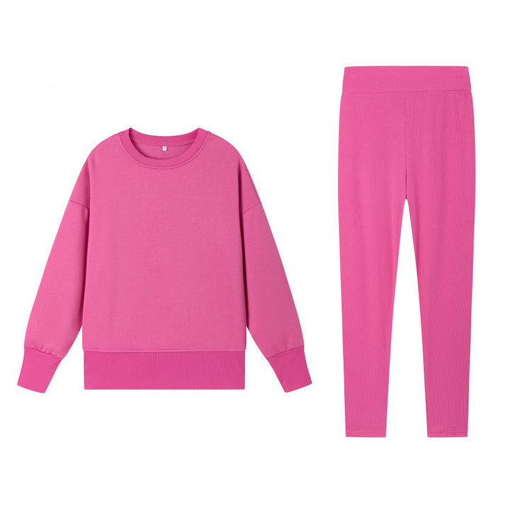 Damen gemütliches Sportset mit lockerem Sweatshirt und enganliegenden Leggings Drune