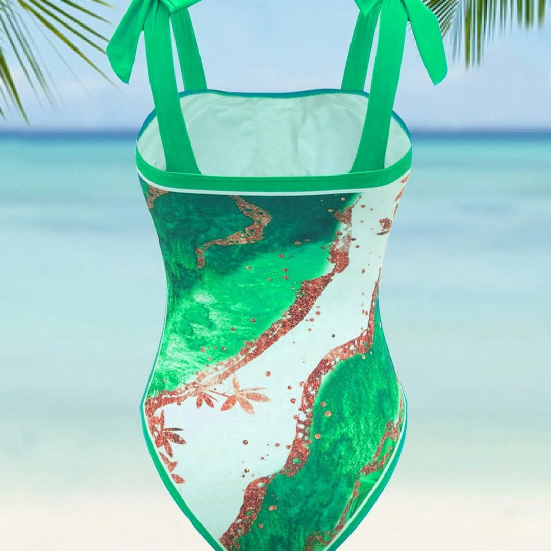 Damen Badeanzug mit passendem transparentem Strandüberrock Drune