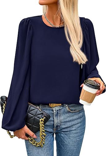 Damen Bluse mit angeschnittenen Ärmeln und eleganten Puffärmeln Drune