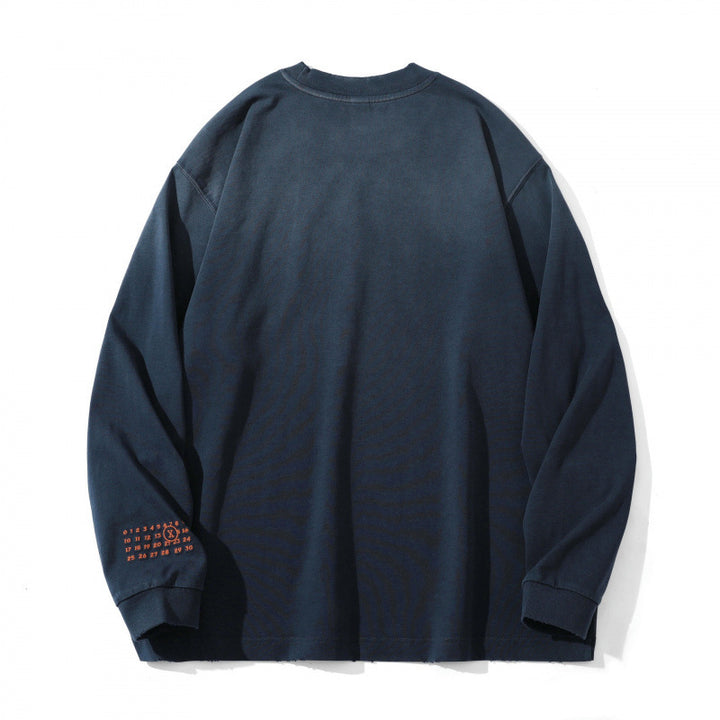 Unisex Oversize-Longsleeve Sweatshirt mit Gothic-Logo-Stick und washed Finish Drune
