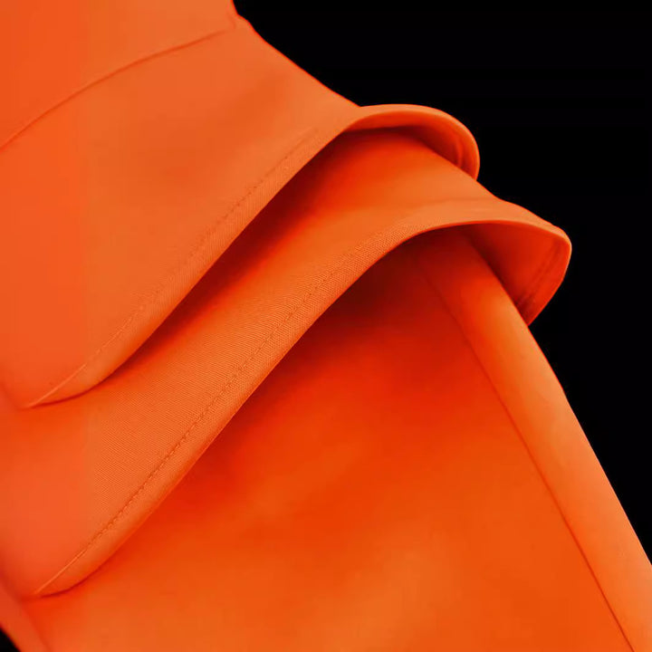 Damen figurbetontes Abendkleid mit asymmetrischem Ausschnitt und voluminösem Rüschenelement Drune