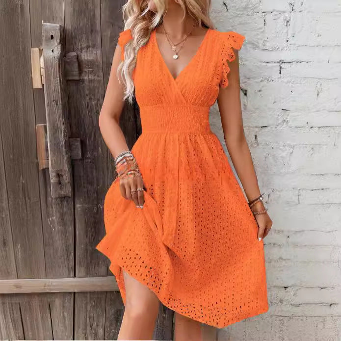 Damen Sommerkleid mit eleganten Spitzenärmeln Drune