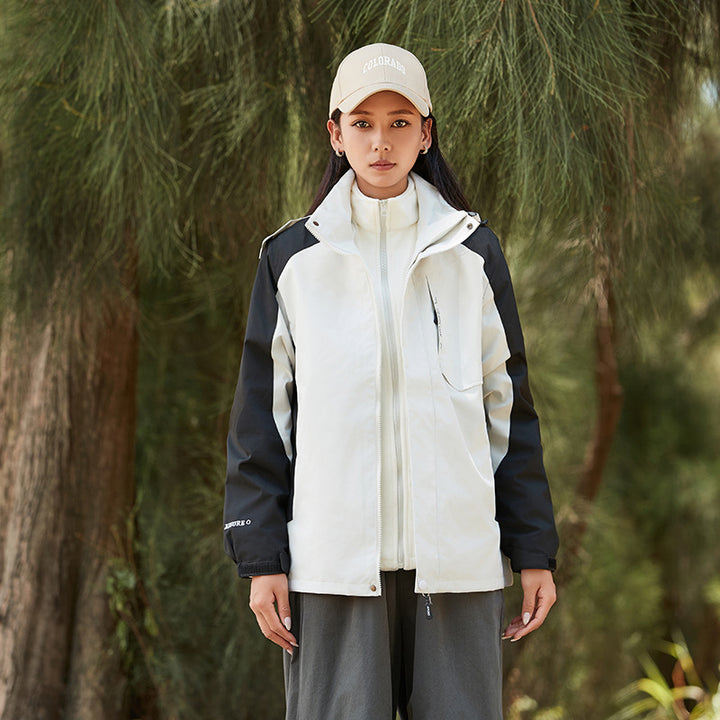 Herren Zwei-in-Eins detailreiche Outdoor-Shelljacke mit abnehmbarer Microfleece-Innenjacke Drune
