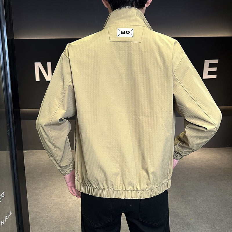 Herren Leichte Winddichte Freizeitjacke mit Stehkragen und Elastischen Bündchen Drune