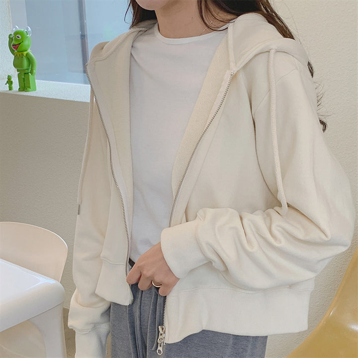 Damen cropped Kapuzenjacke mit weichen Ärmeln Drune