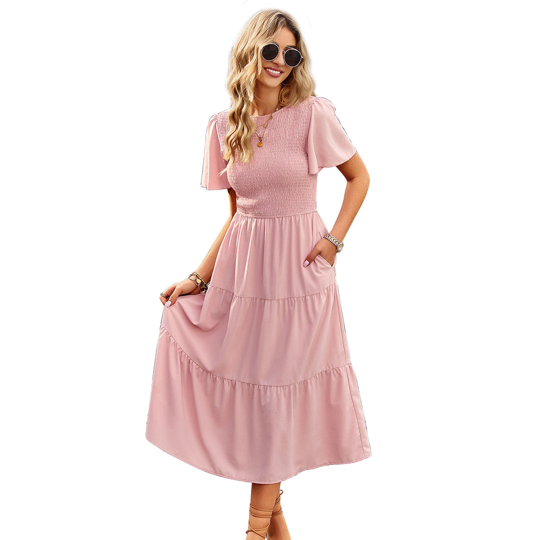 Damen Midikleid mit schwingendem Rüschensaum und elastischem Oberteil Drune