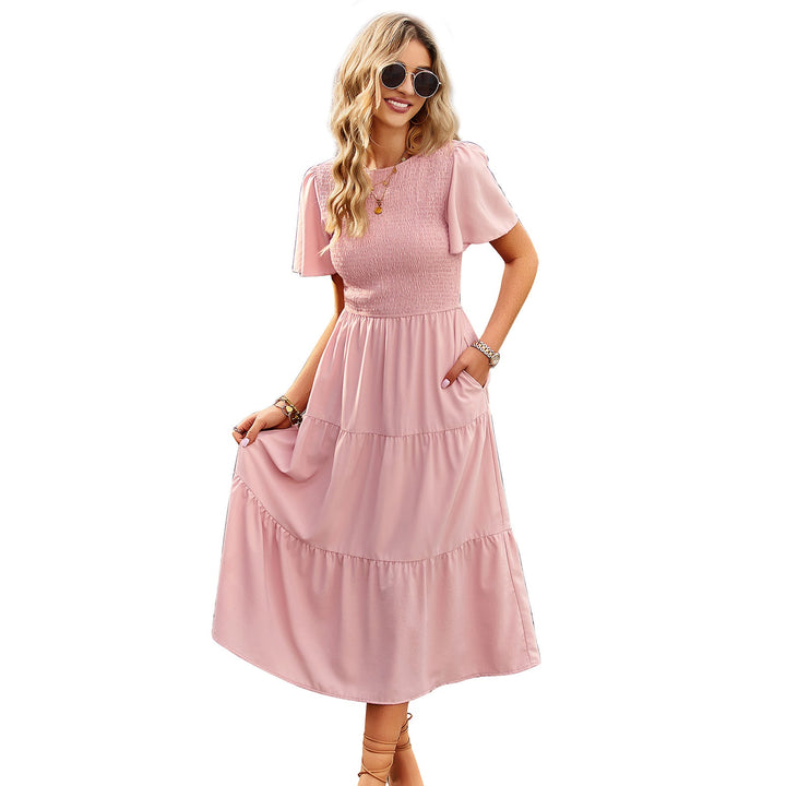 Damen Midikleid mit schwingendem Rüschensaum und elastischem Oberteil Drune