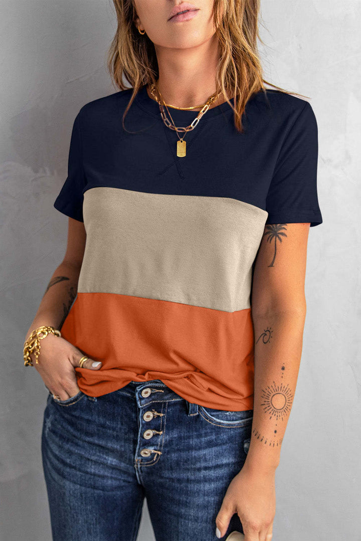 Damen T-Shirt mit modernem Blockdesign und lässigem Schnitt Drune