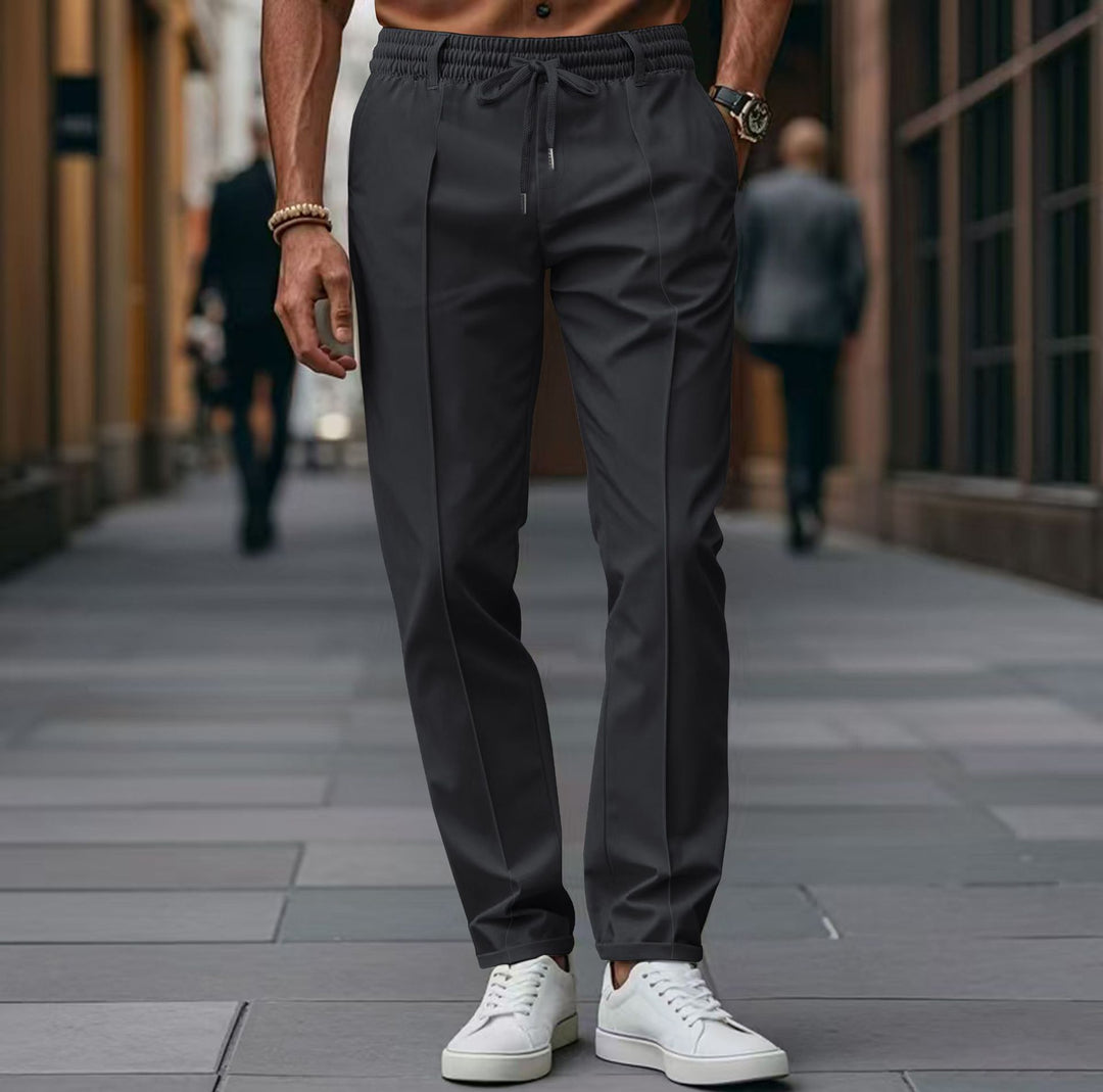 Herren elegante Chinohose mit dehnbarem Bund und seitlichen Taschen Drune