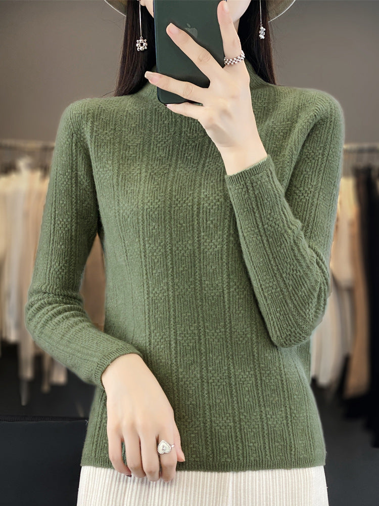 Damen Strukturierter Mockneck-Pullover aus kaschmirähnlicher Wollmischung Drune