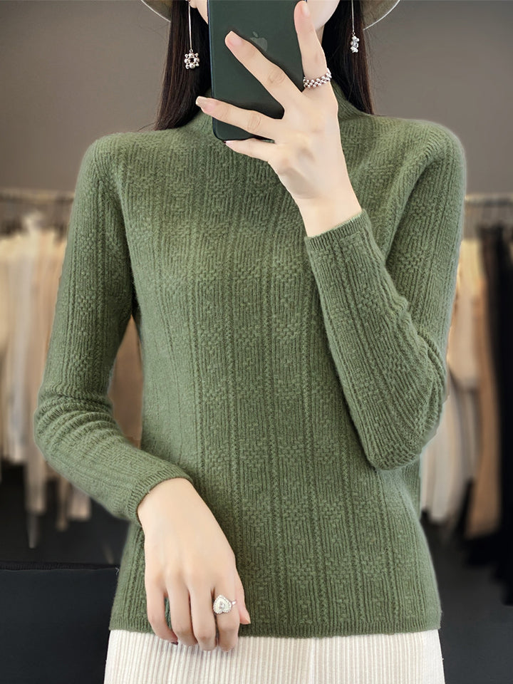 Damen Strukturierter Mockneck-Pullover aus kaschmirähnlicher Wollmischung Drune