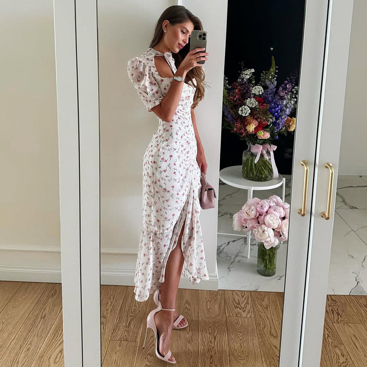 Damen Maxikleid mit floralem Muster und eleganten Details Drune