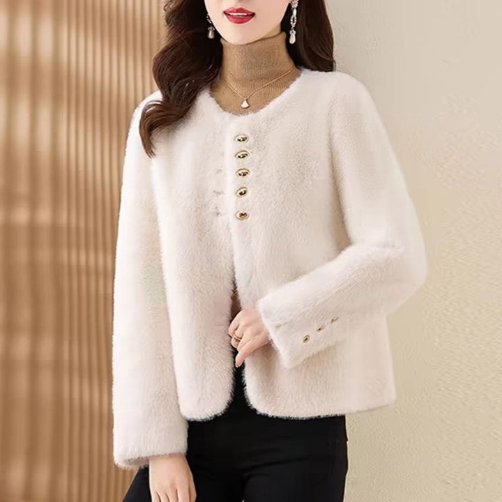 Damen Weiche Jacke mit goldenen Knopfdetails Drune