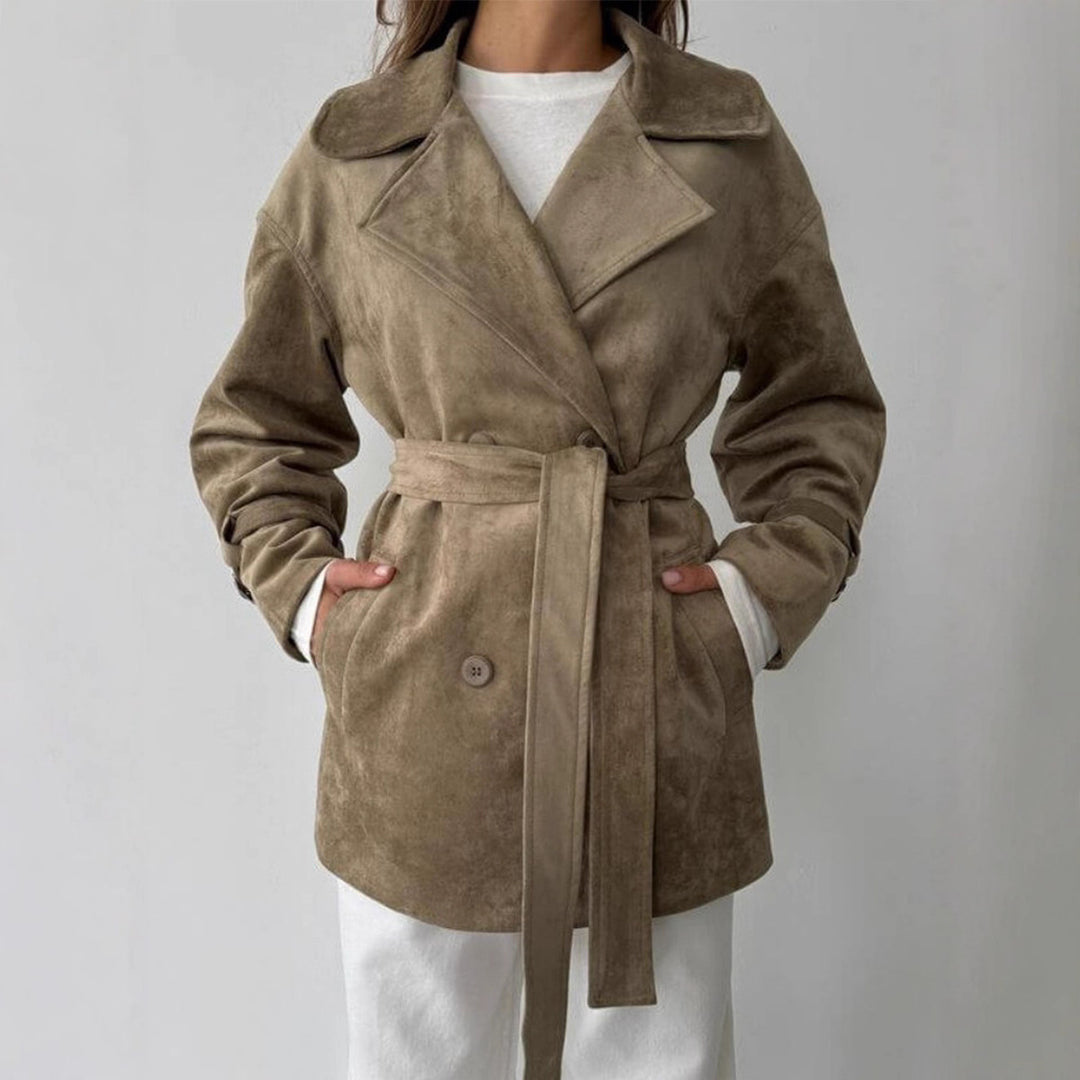 Damen Elegante suède Jacke mit Gürtel Drune