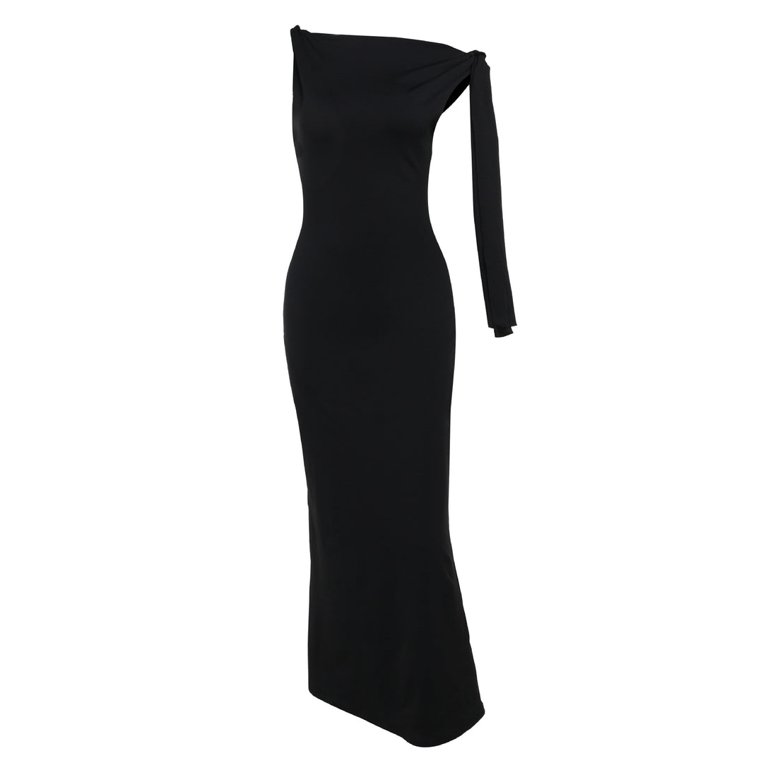 Damen elegantes Maxikleid mit asymmetrischem Design und einem ärmellosen Schnitt Drune