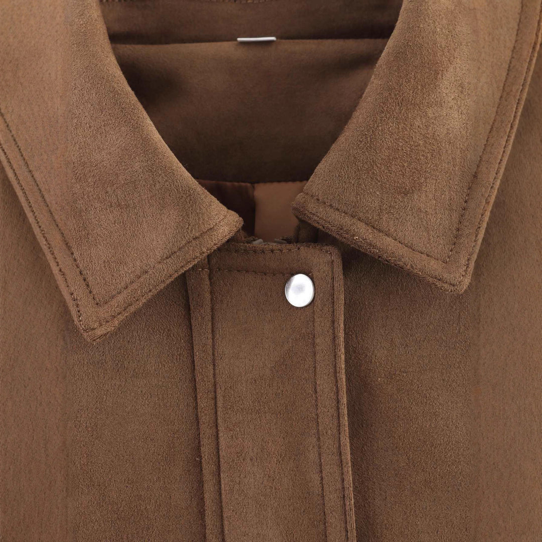 Damen lässige Kunstlederjacke im oversize Schnitt mit praktischen Taschen Drune