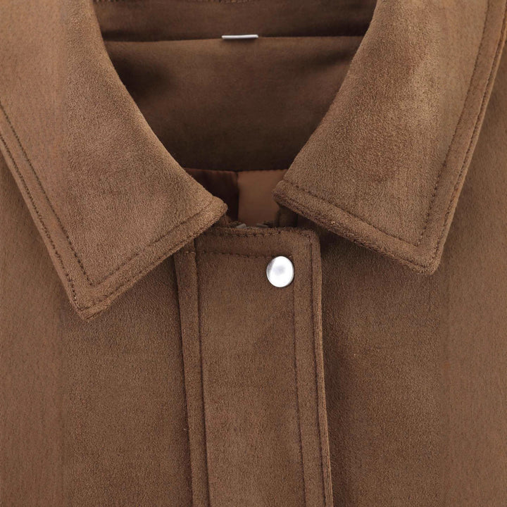 Damen lässige Kunstlederjacke im oversize Schnitt mit praktischen Taschen Drune