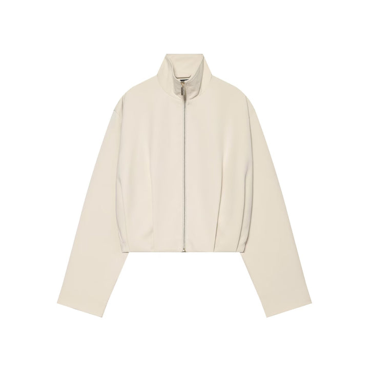 Damen Cropped Blousonjacke mit hohem Stehkragen, kastiger Silhouette und durchgehendem Metallreißverschluss Drune