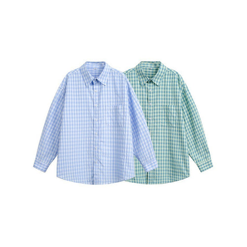 Damen Oversize‑Hemdbluse im Gingham‑Karo mit Brusttasche Drune