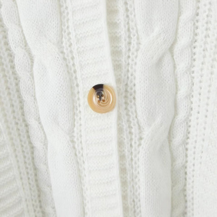 Damen kuschelige Strickjacke mit V-Ausschnitt Drune
