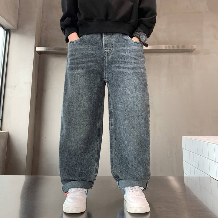 Herren lässige Oversized-Jeans mit tiefem Bund und seitlichen Taschen Drune