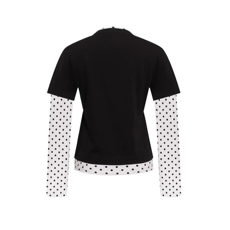 Damen Lagen-Langarmshirt mit Tupfen-Innenlayer und kalligrafischem Statement-Print Drune