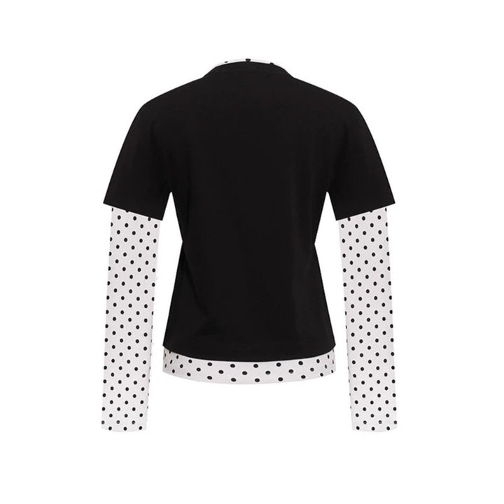 Damen Lagen-Langarmshirt mit Tupfen-Innenlayer und kalligrafischem Statement-Print Drune