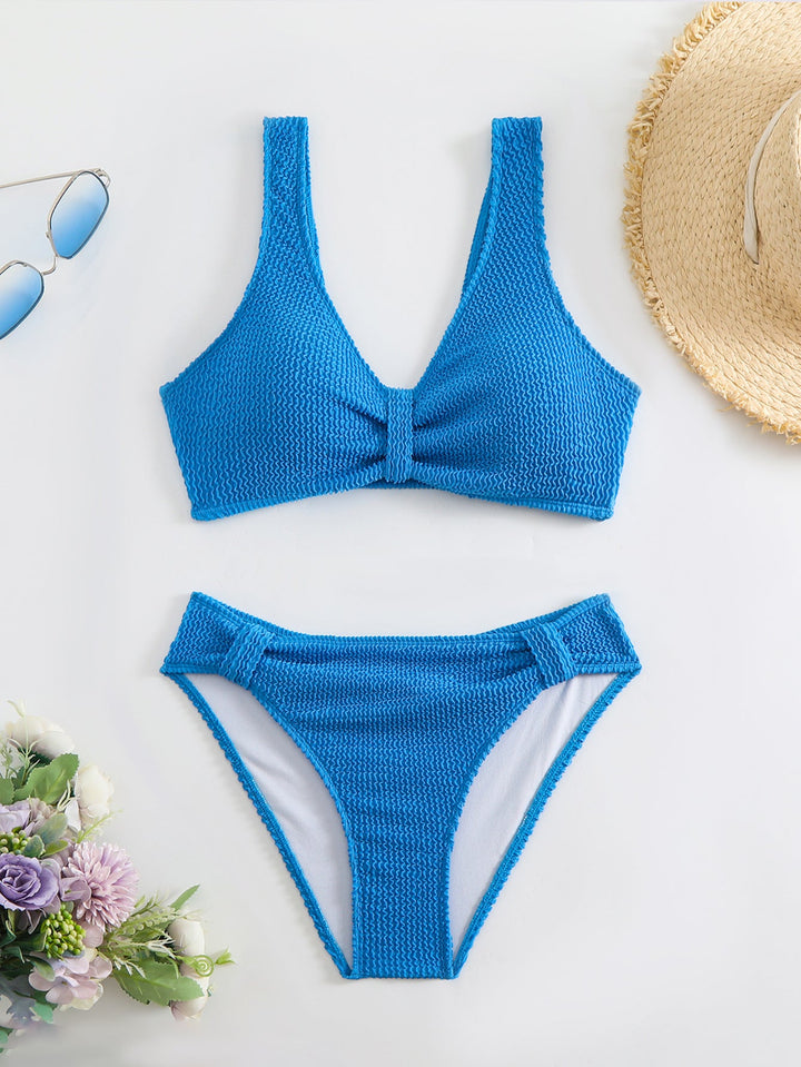 Damen Zweiteiliger Bikini mit verspieltem Wellenmuster Drune