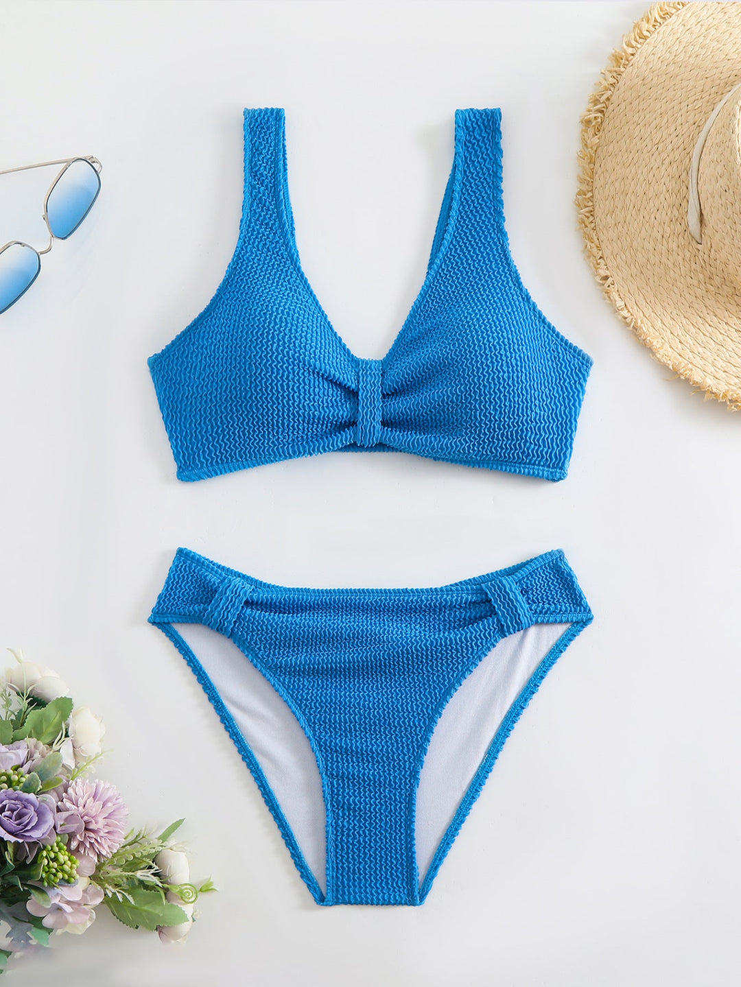 Femme Strukturierter Hochgeschnittener Bikini-Set Drune