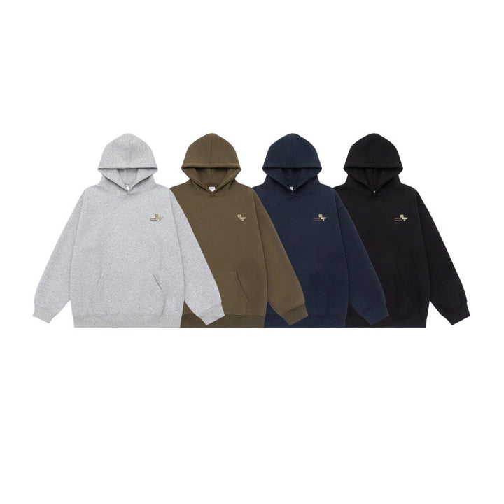 Unisex Oversize-Kapuzenpullover aus schwerer French-Terry mit Kängurutasche und dezenter Bruststickerei Drune