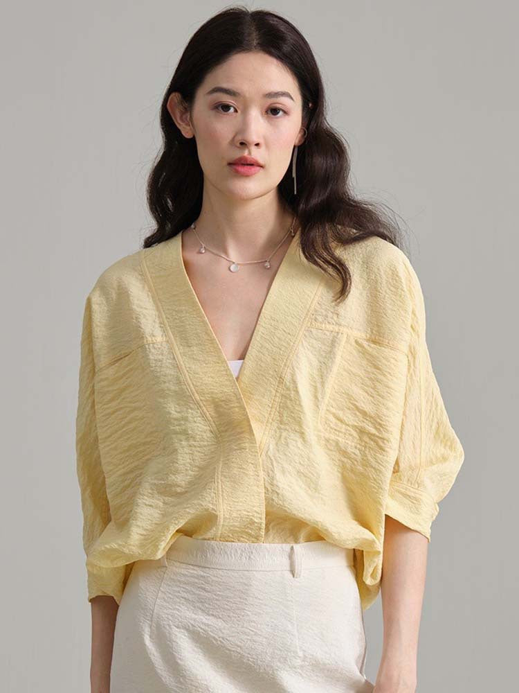 Damen lässige und elegante offen geschnittene Bluse Drune