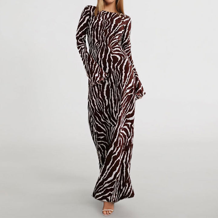 Damen Langes Maxikleid mit tierischem Muster und schimmerndem Stoff Drune